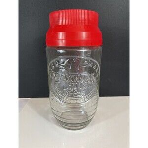 Maxwell House Coffee 32 oz. Glass Jar Red Lid Anchor Hocking Vtg Advertising